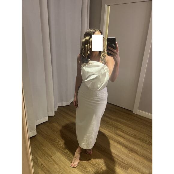 MARA HOFFMAN White Linen A-Line Strapless Bloom Bodice Maia Dress size 10 - Picture 13 of 15